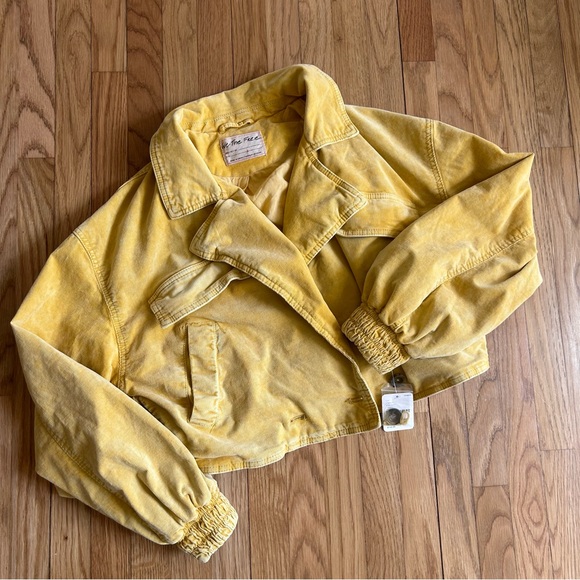 NWT We The Free Sure Thing Bomber Jacket In Yellow - Picture 3 of 7